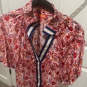 THML Red and Blue Abstract Blouse